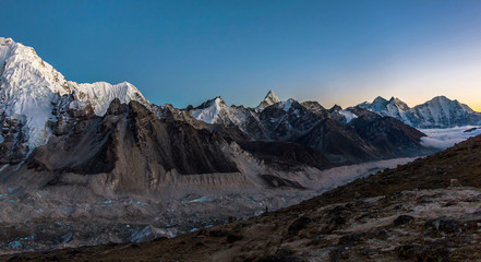 The view from the Kala Patthar to the south in the late evening - Everest region, Nepal, Himalayas