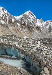 View on Lingtren peak (6713 m) with the Khumbu Glacier near Everest Base Camp - Nepal, Himalayas