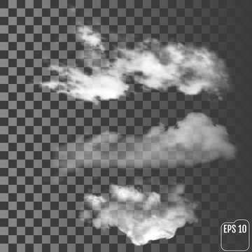 Realistic clouds on a transparent background. Vector illustration