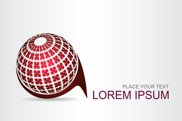 Logo stylized spherical surface with abstract shapes