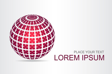 Logo stylized spherical surface with abstract shapes