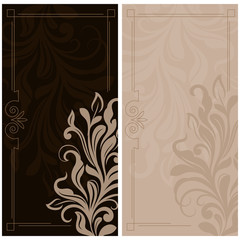 Black and brown floral cards template.