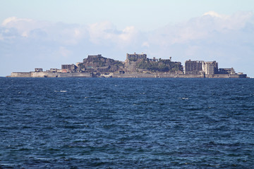 Obraz premium Gunkan jima (battleship island) in Nagasaki, Japan