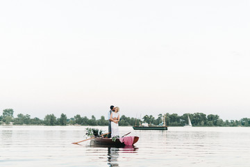 Wedding couple in the boat