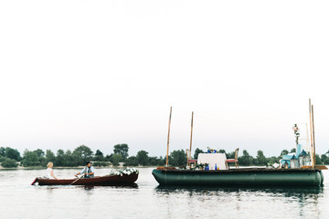 Wedding couple in the boat