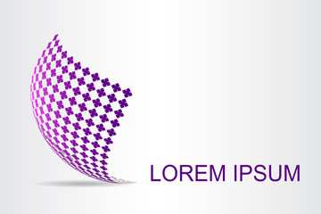 Logo stylized spherical surface with abstract shapes