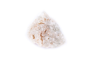 macro mineral prehnite stone on a white background