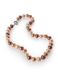 Luxury elegant golden pearl necklace close-up
