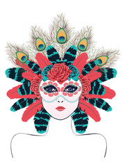 Mask with Roses and Feathers
