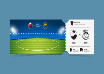 Tickets template design for football or soccer match. Gift vouchers or certificate coupons. Vector.
