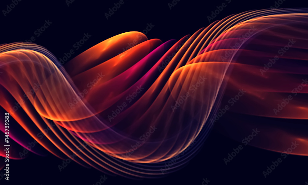 Wall mural abstract smooth links of a wave on the black background for art projects, business, banner, template
