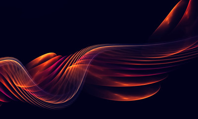 Abstract smooth wave on the black background for art projects, business, banner, template