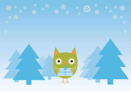 Happy Holiday Owl - Illustration