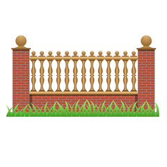 Brick fence decorated with balusters