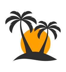 Palm trees onr island