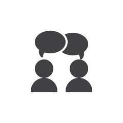 Collaboration, Conversation icon vector, filled flat sign, solid pictogram isolated on white. Chat, forum symbol, logo illustration. Pixel perfect