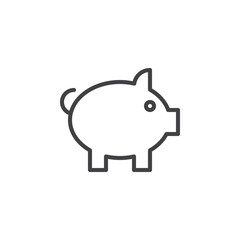 Pig, Piggy bank line icon, outline vector sign, linear style pictogram isolated on white. Symbol, logo illustration. Editable stroke. Pixel perfect