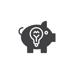 Idea piggy bank icon vector, filled flat sign, solid pictogram isolated on white. Symbol, logo illustration. Pixel perfect