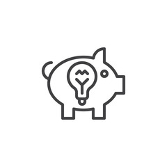 Idea piggy bank line icon, outline vector sign, linear style pictogram isolated on white. Symbol, logo illustration. Editable stroke. Pixel perfect