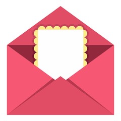 Greeting card in pink envelope icon isolated