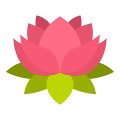 Pink lotus flower icon isolated