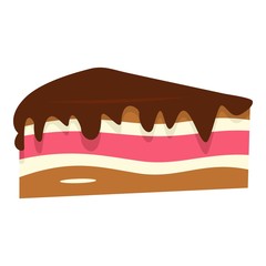 Piece of cake with chocolate cream icon isolated