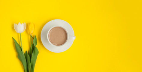 Coffee with two flowers