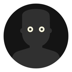 Frightened man in the darkness icon isolated