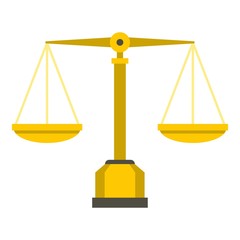 Gold scales of justice icon isolated