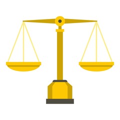 Gold scales of justice icon isolated