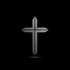 Silver Metal cross logo