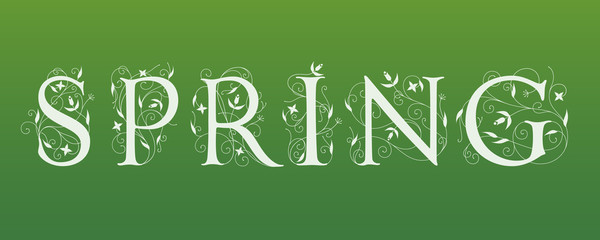 Spring floral lettering vector illustration. Letters decorated with swirls and flowers ornaments