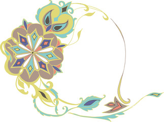 Fototapeta na wymiar Oriental circular floral pattern