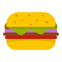Hamburger with cheese and meat patty icon isolated