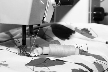 Woman's hobby, Sewing machine, thread, cloth