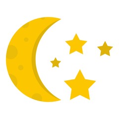 Night sky with stars and moon icon isolated