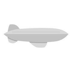 Gray blimp aircraft flying icon isolated