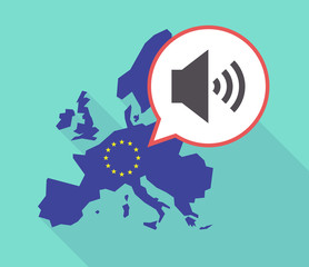Long shadow EU map with  a speaker volume sign