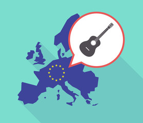 Long shadow EU map with  a six string acoustic guitar