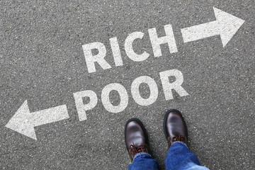 Poor rich poverty finances financial success successful money business concept