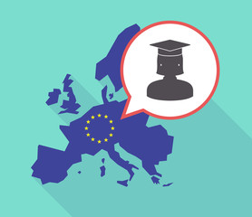 Fototapeta premium Long shadow EU map with a female graduated student