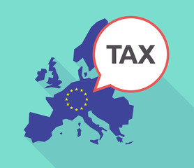Long shadow EU map with  the text TAX