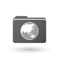 Isolated folder signal with  an Asia Pacific world globe map