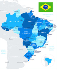 Brazil - map and flag – illustration