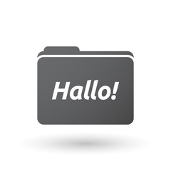 Isolated folder signal with  the text Hello! in the German language