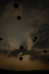 september 2014, warstein, germany,Hot air balloons in the sky