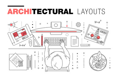 Architectural layouts in Trendy polygonal  line composition. Thin icons of buildings. Professional projects drawing. Awesome contour geometry style with pictogram of future for your design.