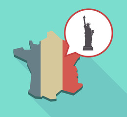 Long shadow France map with  the Statue of Liberty