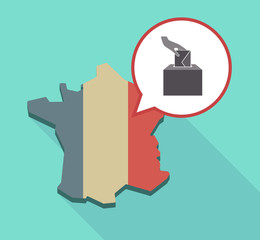 Long shadow France map with  a hand inserting an envelope in a ballot box