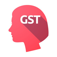 Isolated female head with  the Goods and Service Tax acronym GST